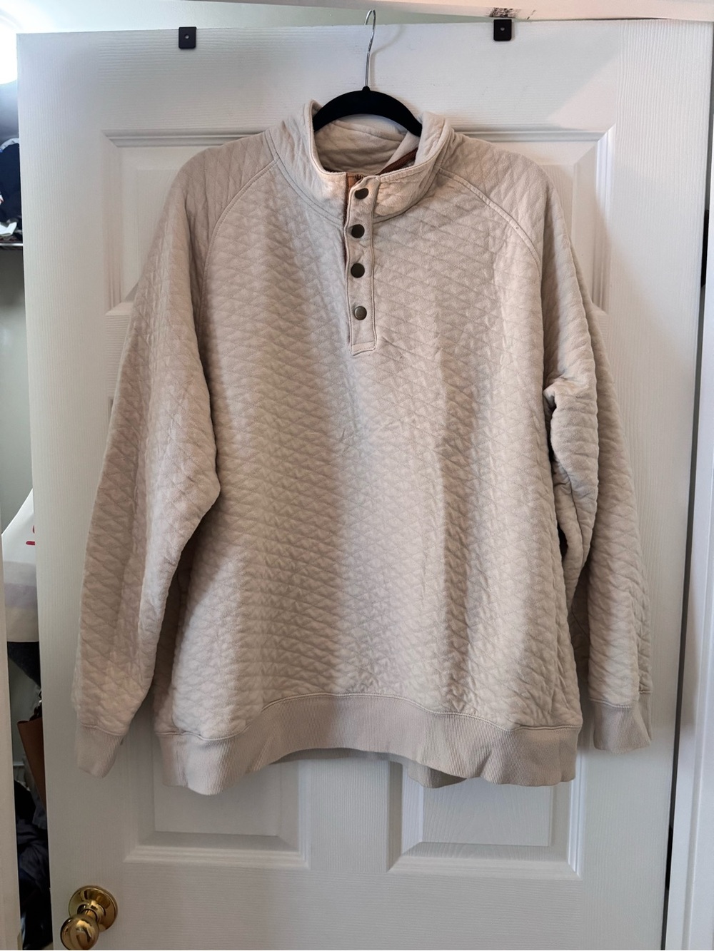 Goodfellow & Co Cream Quilted Button-Neck Crewneck Sweater